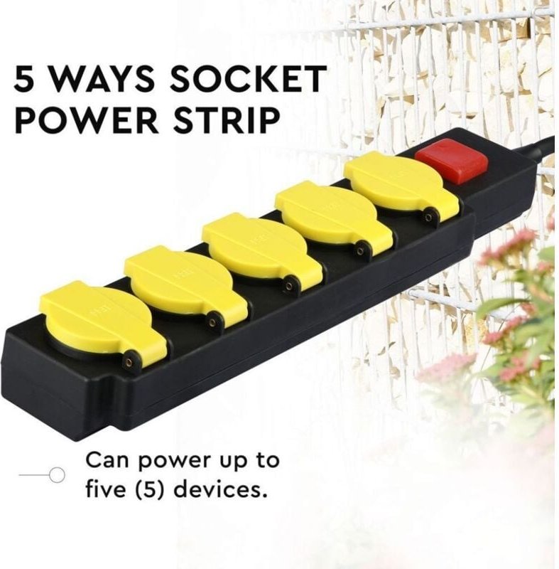 V-TAC VT-1125-3 Außensteckdose leiste 5-fach Schuko 16A EU standard 3m Kabel ein/aus-schalter IP44- sku 8813