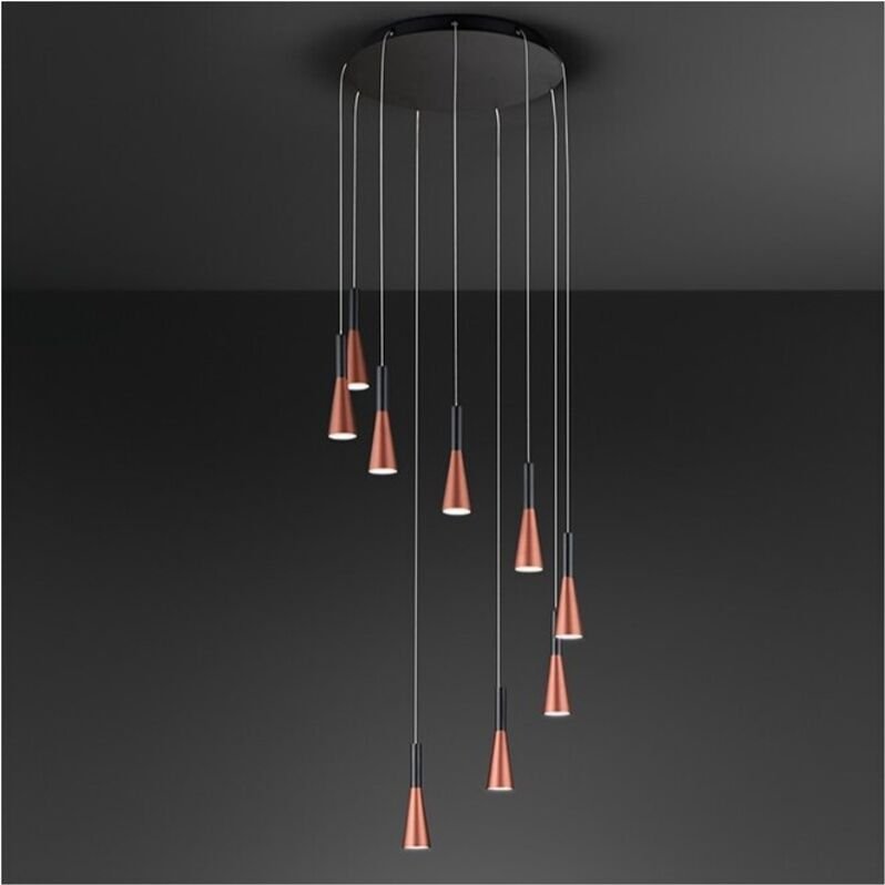Cone Pendelleuchter Gold-Rosa Mattschwarz 9x7W 3000K Perenz