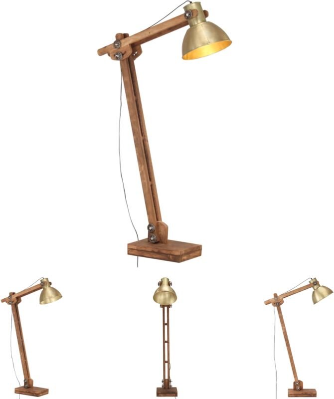 The Living Store Stehlampe Messing Mango Massivholz E27 - Lampen