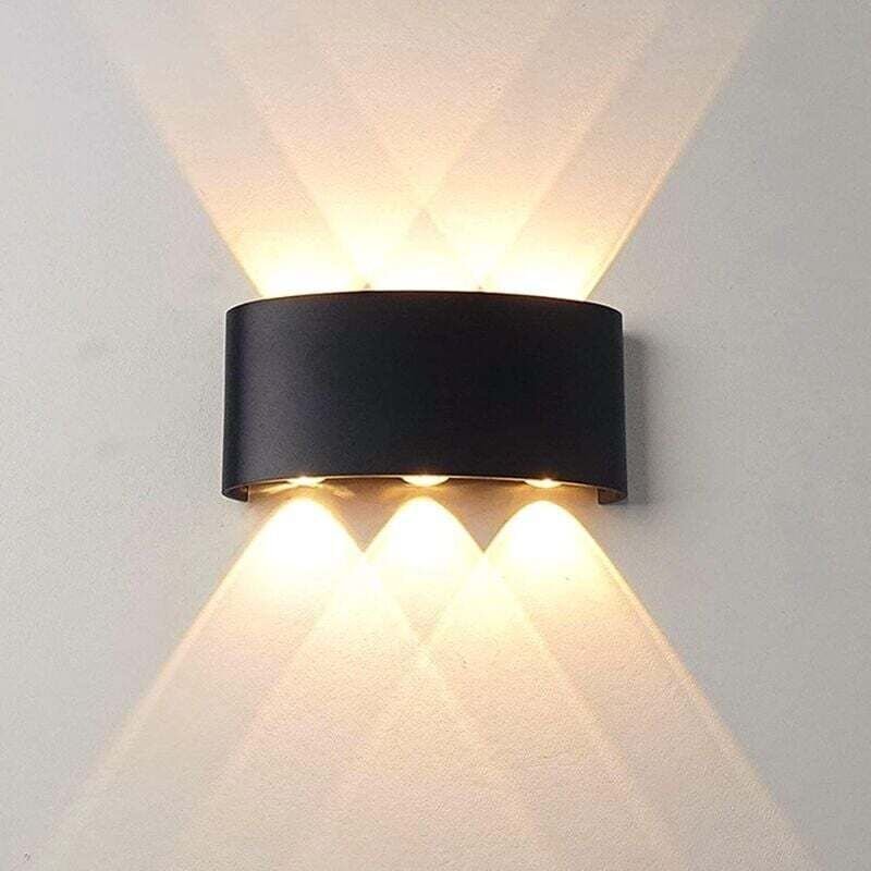 Moderne LED-Wandleuchte für den Innenbereich, warmweiß, 6 W, schwarzes Gehäuse, wasserdicht (IP65), Aluminium, Außenwand...