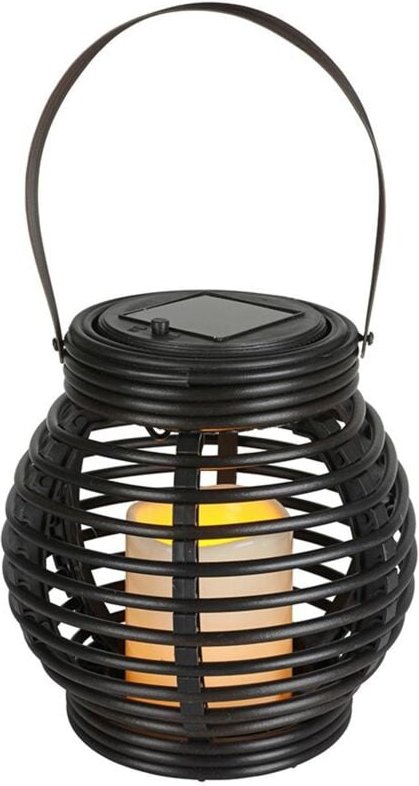 BURI Solar Gartenlaterne Rattanoptik Flackerkerze Gartenleuchte Gartendeko Solarlampe