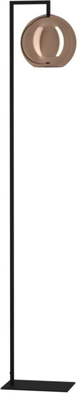 Thumbnail - Stehlampe Cordoba, hohe Eck Standleuchte, große Stehleuchte aus Metall in Schwarz mit Lampenschirm aus Glas in Kupfer be...