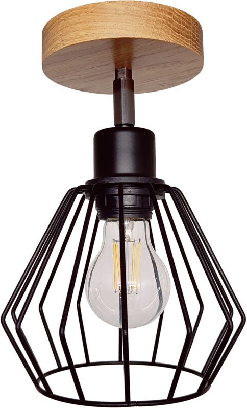 DIANA verstellbare Loft-Hängeleuchte aus Holz, Eiche, 1x Diamant, STYLISCH