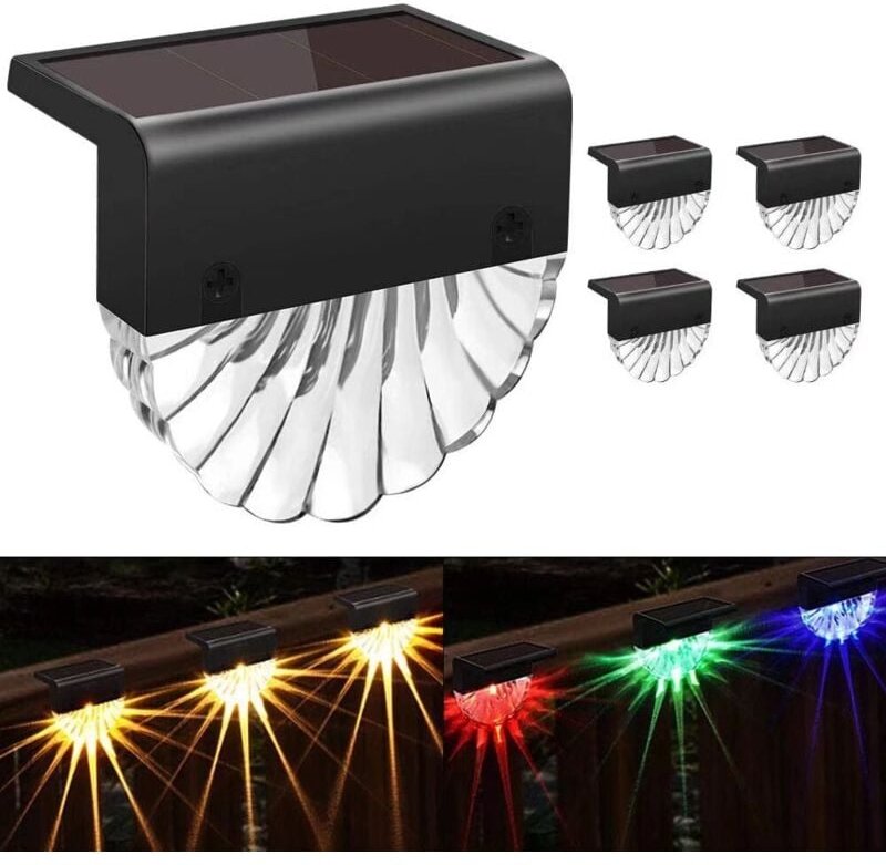 4er-Pack Solarleuchten für den Außenbereich, wasserdicht, solarbetriebene Zaunleuchten für Terrasse, Treppen, Pfosten, G...