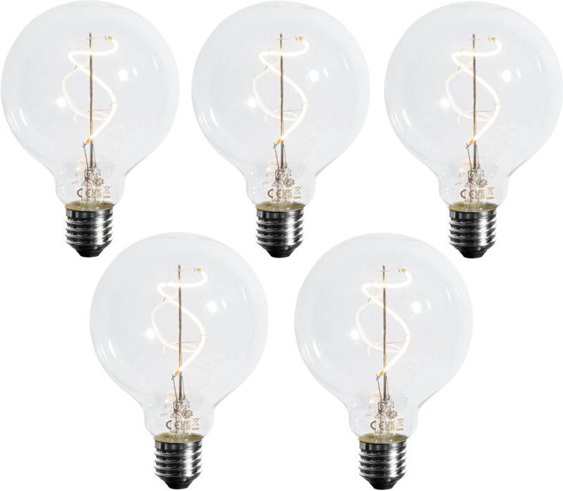 Luedd - Set mit 5 E27 dimmbare led Spiral Filament G95 4W 270lm 2700K