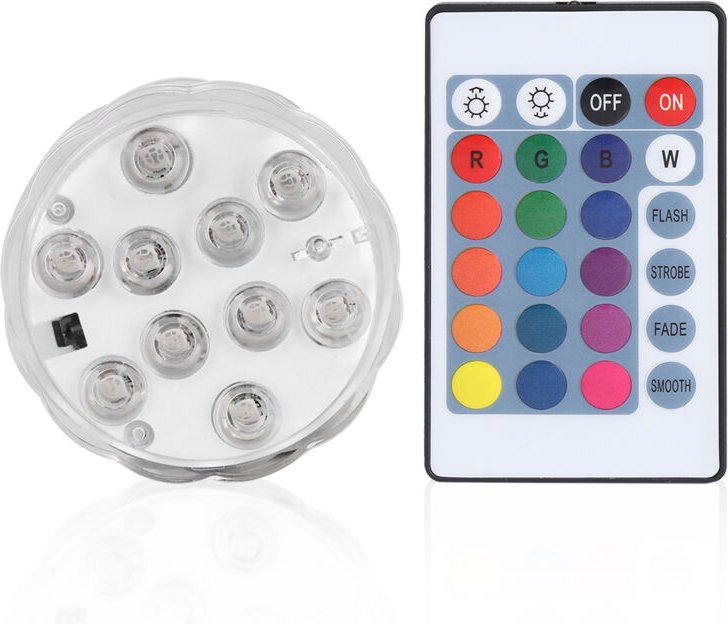 Unterwasser-LED-Leuchten, 10 LEDs, wasserdicht, farbwechselnd, elektronische Unterwasser-Rundlampe mit Fernbedienung für...