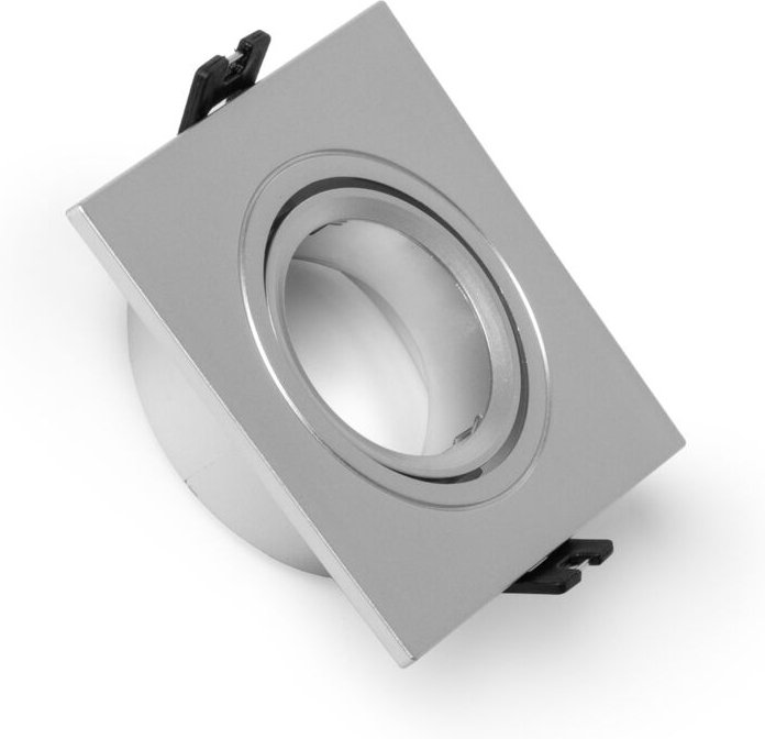 Efectoled - Downlight-Ring Eckig Schwenkbar für LED-Glühbirnen GU10 / GU5.3 Ausschnitt ø 75 mm Silbern