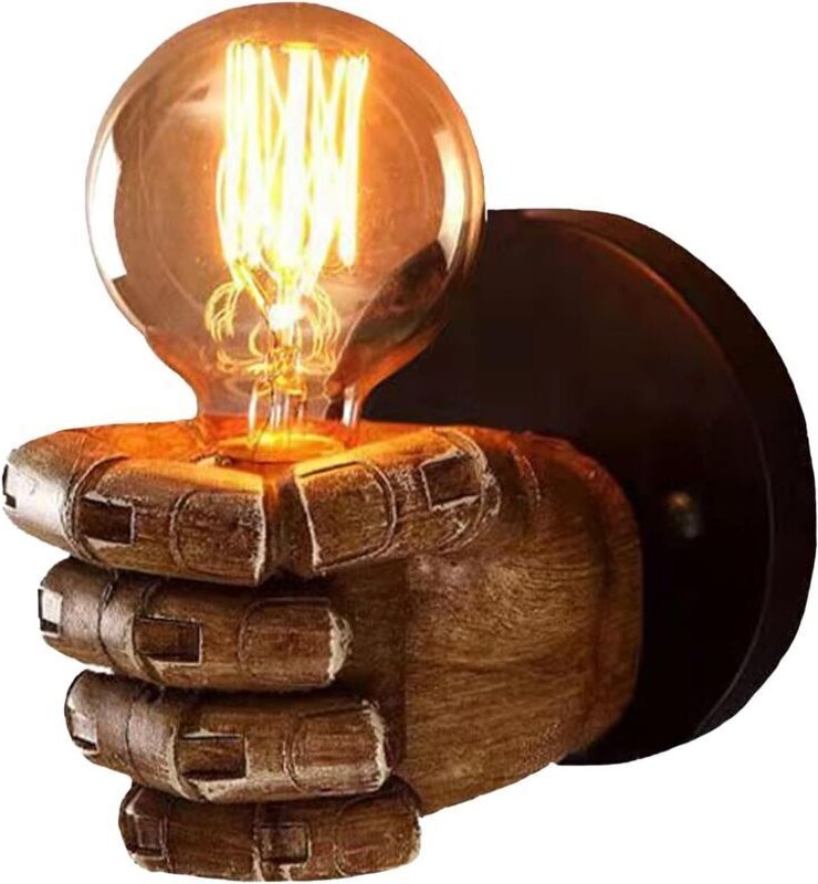 Wandleuchte E27 Vintage-Wandleuchte mit Lampenschirm aus Kunstharz für Wohnzimmer, Schlafzimmer, Loft, Badezimmer (recht...