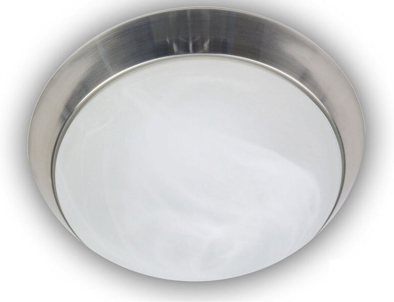 Deckenleuchte rund, Glas Alabaster, Dekorring Silber matt, Ø 35cm