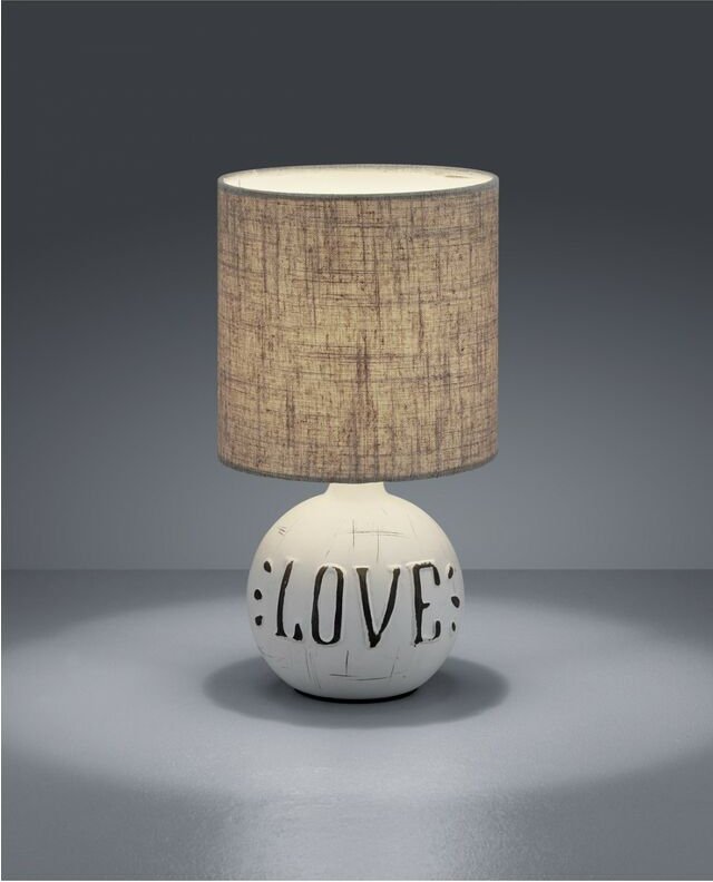 Lampada Da Tavolo Esna Ceramica 'love' e Paralume Cappuccino Ø16 cm Trio Lighting