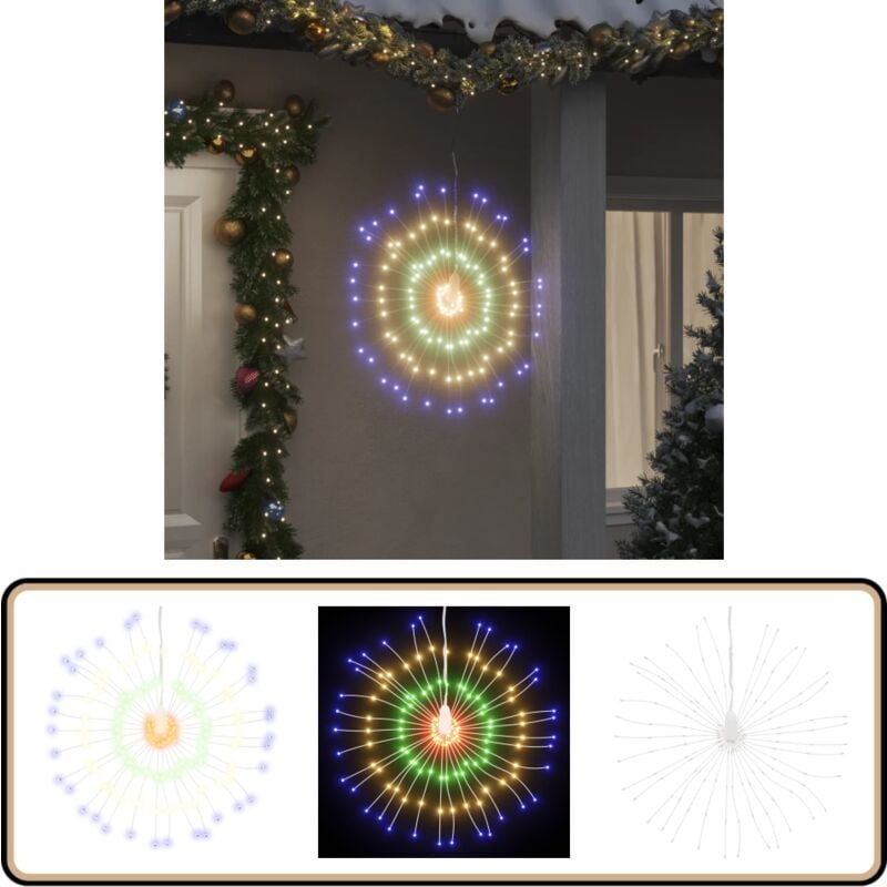 Weihnachtsbeleuchtung Feuerwerk 140 LEDs Mehrfarbig 17 cm - Weihnachtsdekoration - LED-Lichterketten - Feuerwerksbeleuch...