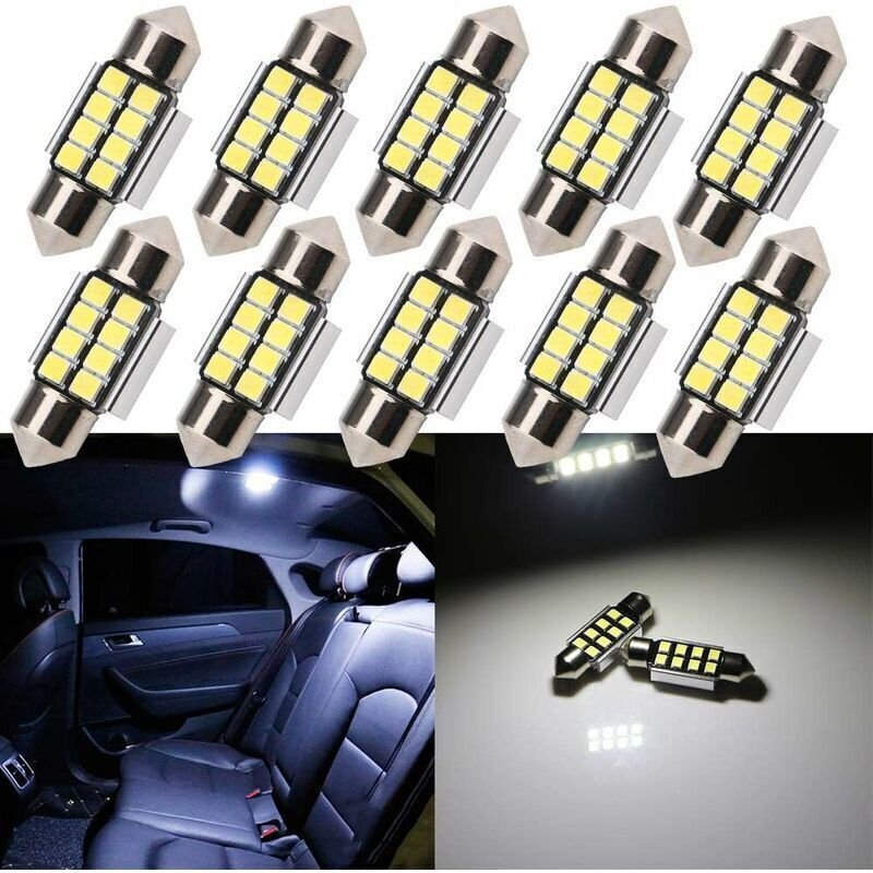 31-mm-C5W-LED-Sofittenlampe mit 2835 8SMD 6500K für Kfz-Innenraumbeleuchtung, 12 V DC, 10 Stück