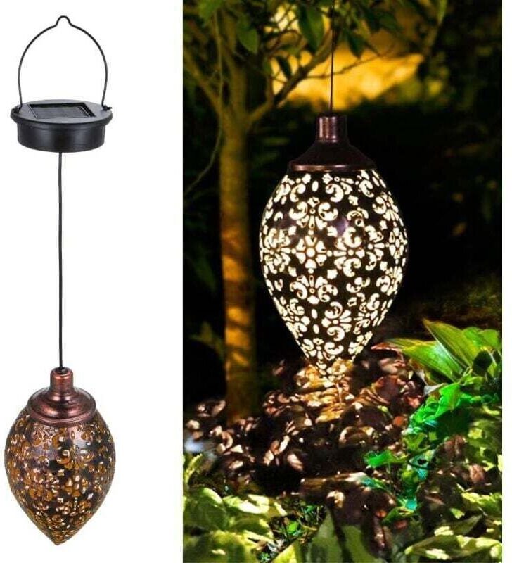 Tragbare Laterne – Solar-Gartenlaterne, wasserdichte Solarleuchte für den Außenbereich (Olivgrün) – zum Aufhängen