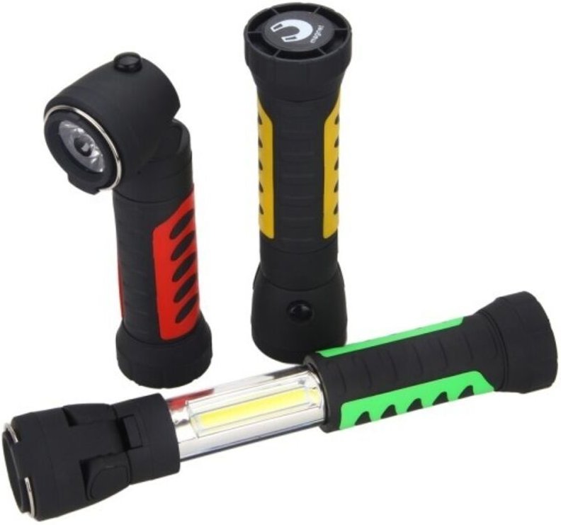 Trade Shop Traesio - Trade Shop - Tragbare wiederaufladbare LED-Streifen-COB-Taschenlampe, ausziehbarer Magnetfuß -