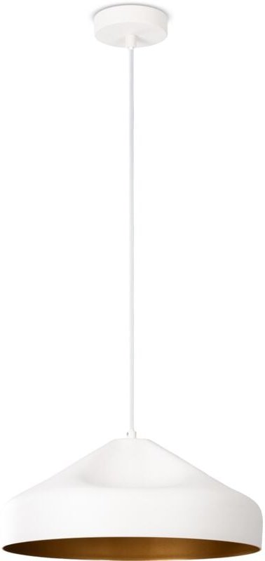 Hängeleuchte Wohnzimmer Esstisch Küchenlampe 1,5m Textilkabel Industriell Pendelleuchte - Typ 3, Weiß-Gold - Paco Home