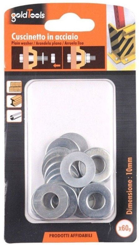 Trade Shop Traesio - Trade Shop - set-paket 60GR flache unterlegscheiben stahllager DIAM.10MM 90831 -