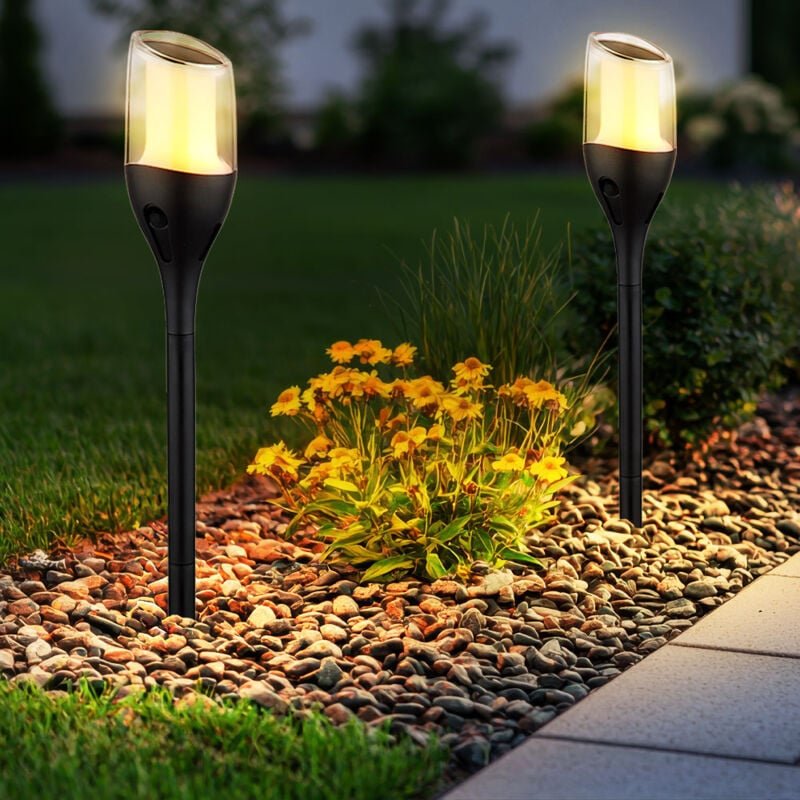 Solarfackel Außenleuchte Gartendeko led Solarlampe mit Feuereffekt Erdspieß Terrassenlampe, warmweiß, DxH 7,5 x 64,5 cm,...