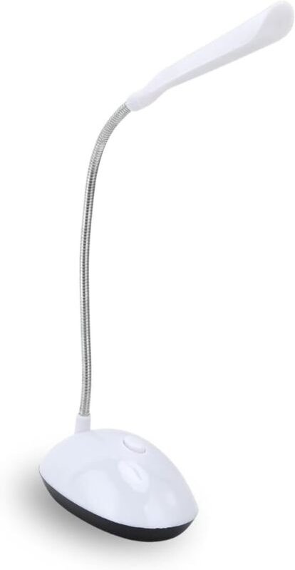 LED-Schreibtischlampe mit verstellbarem Arm – batteriebetrieben – Ideales Licht für Studenten, Nachttisch und Büro, Weiß