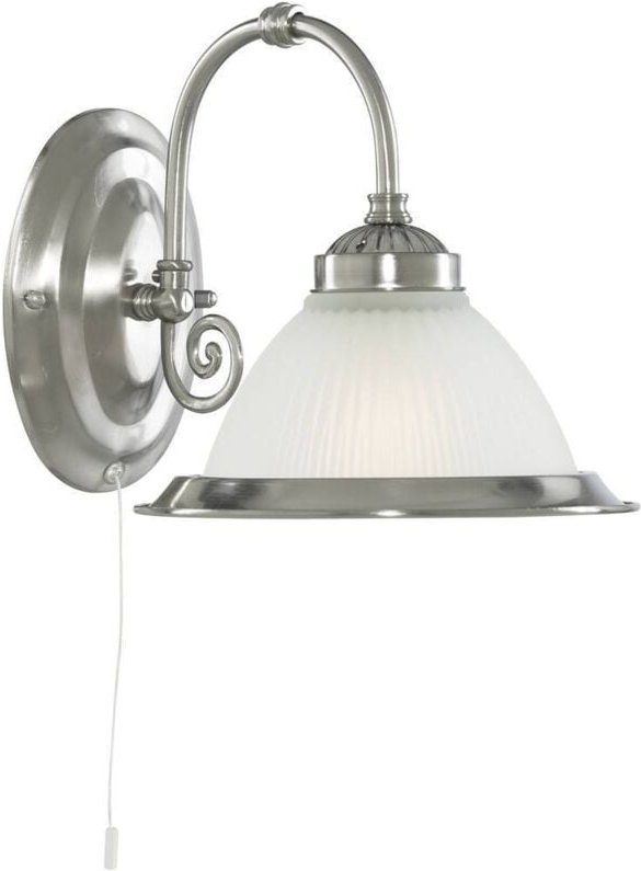Searchlight American Diner - 1 Licht Wandleuchte Satin Silber mit Acid Ribbed Glass Shade, E27