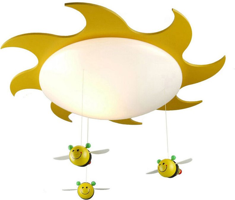 Fröhliche LED Deckenleuchte fürs Kinderzimmer, Sonne mit süßen Bienen, SUM-SUM