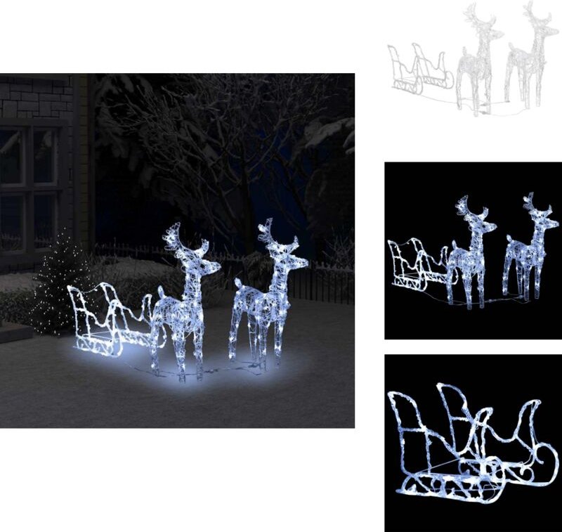 Rentiere & Schlitten Weihnachtsdekoration 160 LEDs 130 cm Acryl - Weihnachtsdekoration - Lichterkette - Outdoor Beleucht...