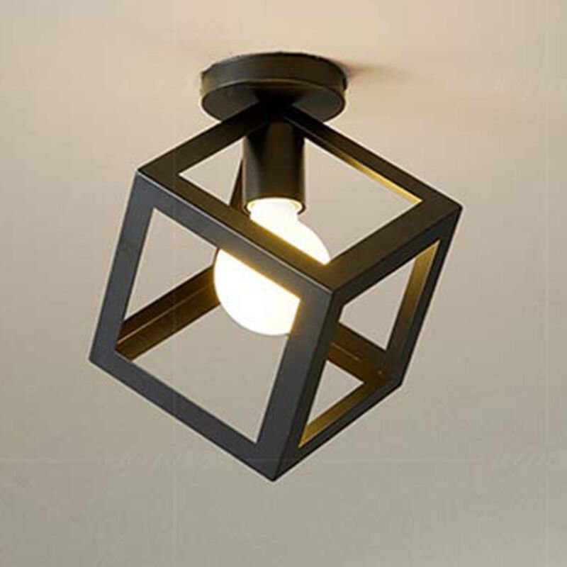 Deckenleuchte Industrielle Deckenlampe Geometrisches Eisen Käfig Lampenschirm Retro Deckenleuchte E27 für Schlafzimmer K...