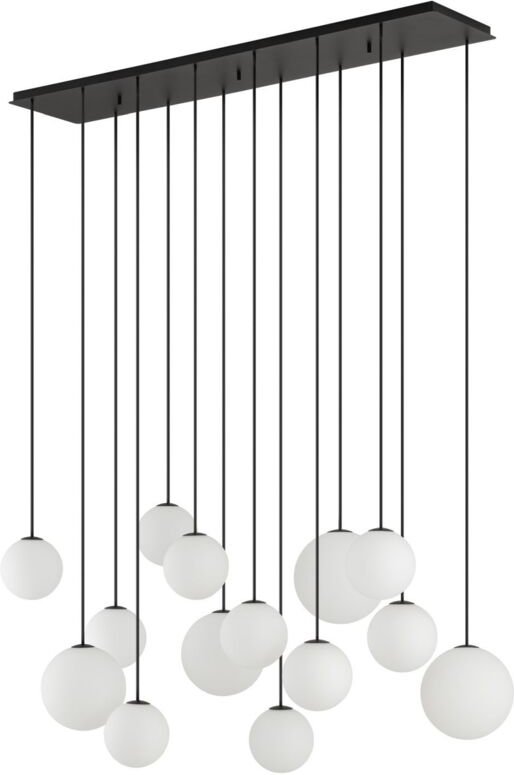 Pendelleuchte Schwarz Weiß 100 cm lang Metall Glas H: max. 130 cm G9 Kugelschirm Hängelampe