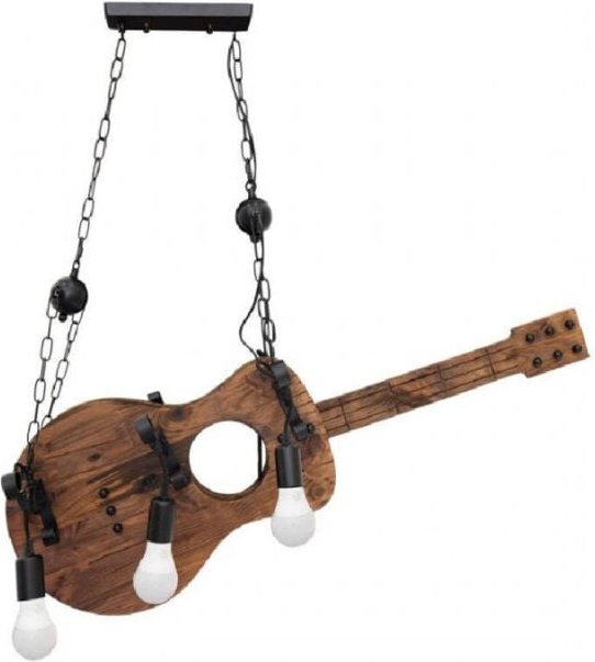 Trade Shop - kronleuchter hängeleuchte design gitarre holzform 6 fassungen E27 A53 -