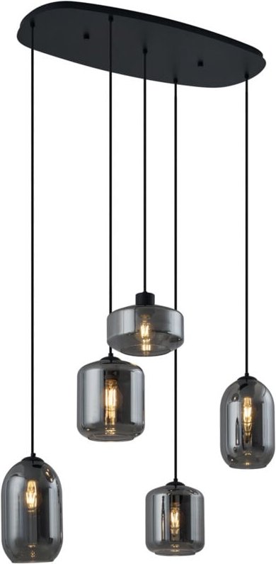 Moderne Hängelampe schwarz mit Rauchglas 5-flammig - Sheena
