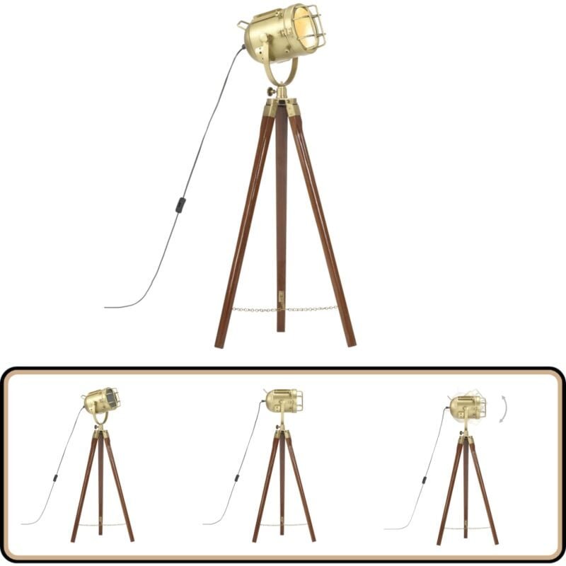 Stehleuchte Dreibein Massivholz Mango 97 cm - Stehlampe - Vintage Lampe - Holzhilfe - Wohnzimmer Deko - Industrielampen