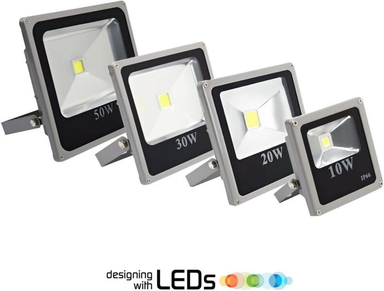 Trade Shop Traesio - Trade Shop - LED-Strahler Slim Hohe Helligkeit Weißes Licht 10 20 30 50 80 100 120 w IP65 -