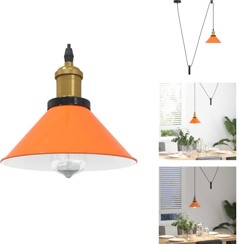 Pendelleuchte Höhenverstellbar E27 Orange Glänzend Ø22cm Metall - Pendelleuchte - Pendelleuchten - Pendellampe - Pendell...