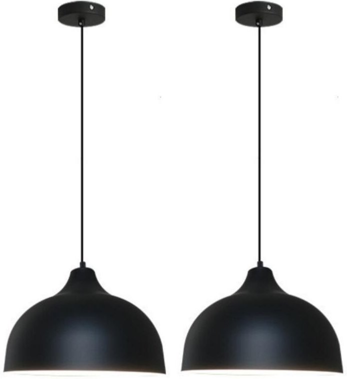 Wottes - Retro Industrial Pendelleuchte Innenbereich Hängeleuchte Metall Kronleuchter Schwarz für Café Küche Bar 2 Stück...