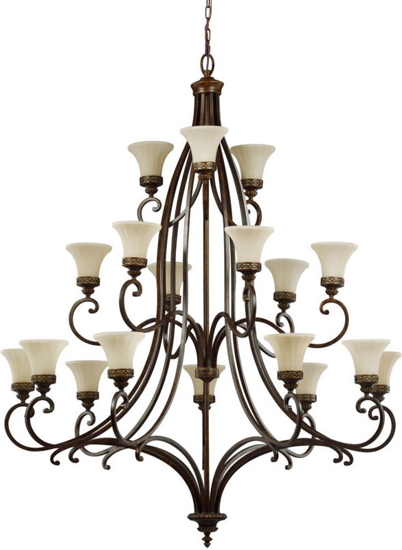 Elstead - 18 Leichtes mehrarmiges Kronleuchter-Walnuss-Finish, E27