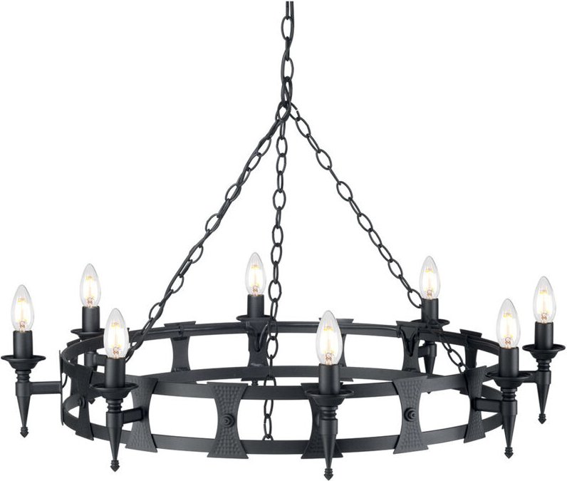 Elstead Saxon - 8 Light Chandelier Black Finish, E14