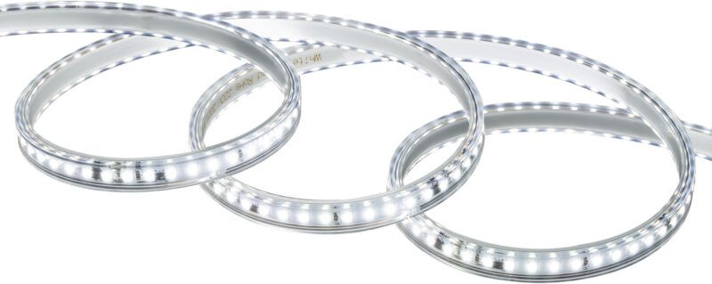 LED Streifen Dimmbar 220V AC Solid 120 LED/m Kaltes Weiß IP65 nach Mass Breite 14mm Schnitt alle 10 cm 3 m