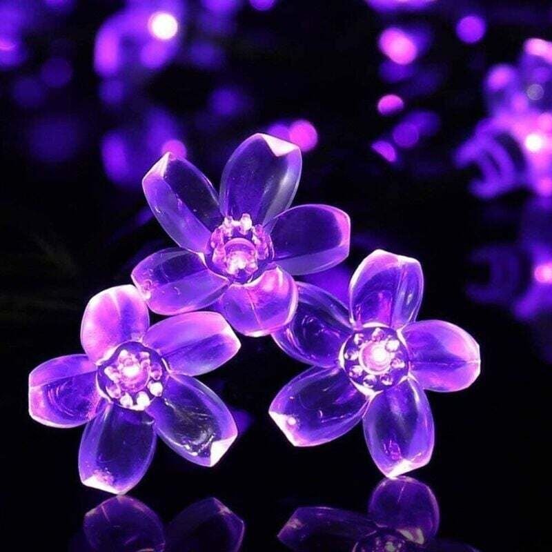 Solar-Lichterkette mit Blumenmuster, für den Außenbereich, wasserdicht, 7 m, 50 LEDs, Sakura-Pfirsichblumen-Solar-Lichte...