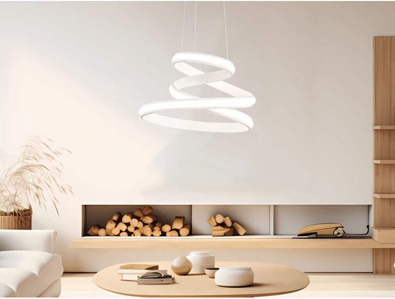 Ausgefallene led Pendelleuchte tess Weiß, Stufen Dimmer, ø 41cm