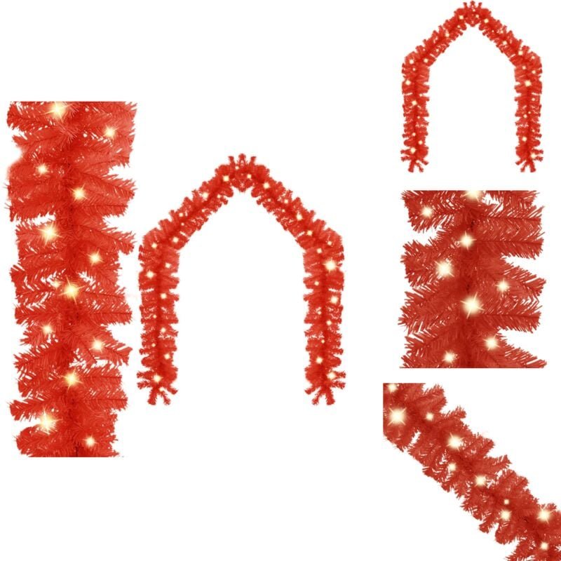 Weihnachtsgirlande mit LED-Lichtern 20 m Rot - Weihnachtsdeko - Lichterkette - LED-Beleuchtung - Christbaumschmuck - Fes...
