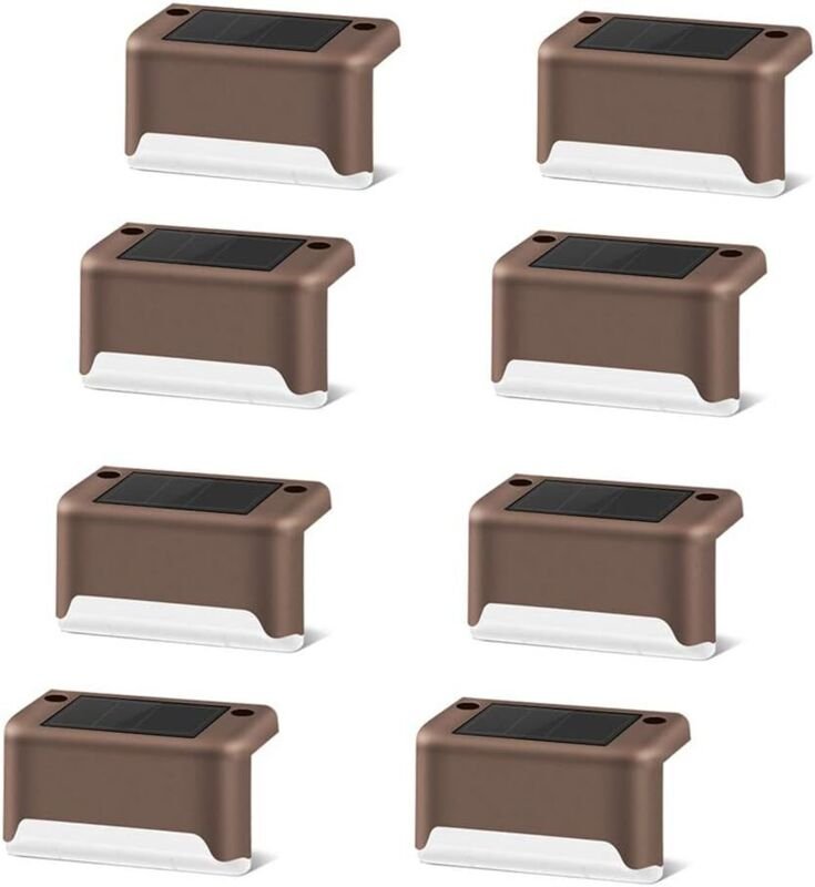8er-Pack Solar-LED-Leuchten, wasserdicht IP65, für Garten, Gehwege, Terrassen, Treppen, Zäune (braun)