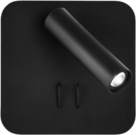 Fabrilamp - Wandleuchte 2+6w 4000k manet quadratisch schwarz 130lm duales licht 14x14x12 cm