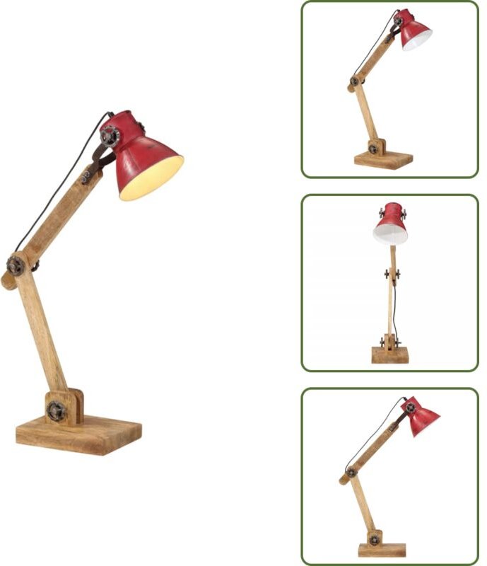 The Living Store Schreibtischlampe 25 W Rot 23x18x96 cm E27 - Industriestil