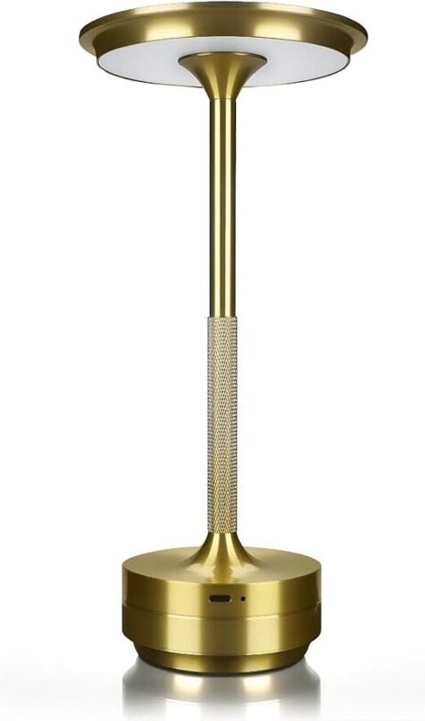 Wiederaufladbare, kabellose LED-Touch-Tischleuchte aus Metall, rund, 3 einstellbare Farbtemperaturstufen, 1800-mAh-Akku,...