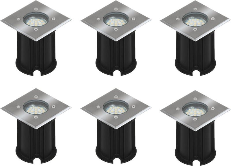 Ranex - 6er-Set LED-Bodeneinbaustrahler Outdoor, eckig, befahrbar, max 800 kg Last, IP65