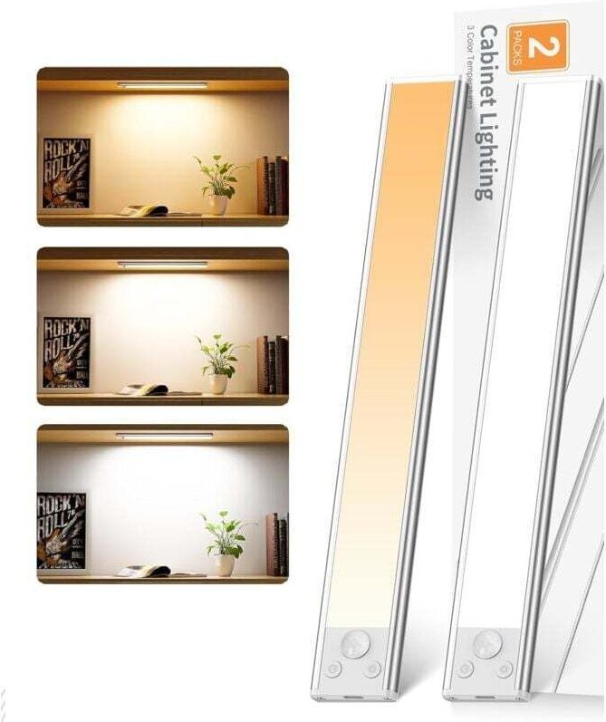 Küchenbeleuchtung unter dem Schrank, 30 cm Schranklampe, wiederaufladbarer USB-LED-Streifen mit Bewegungssensor, 3 Beleu...