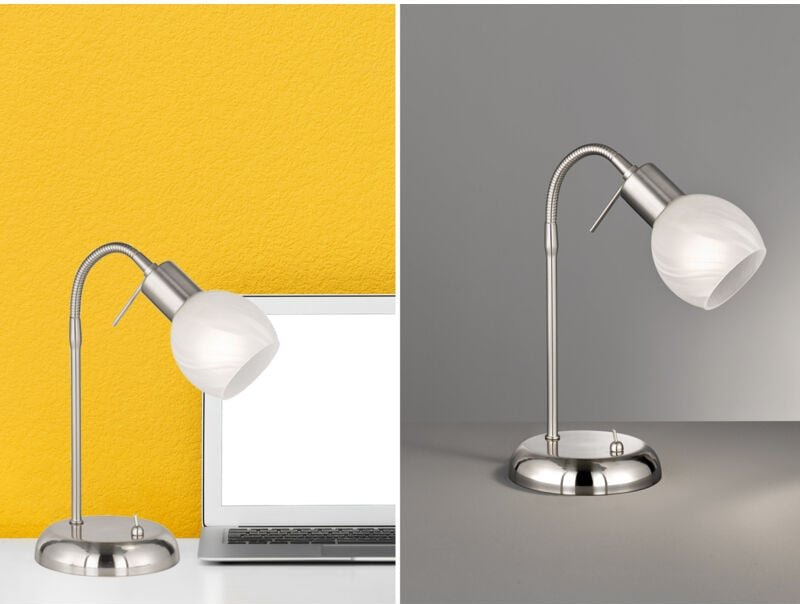 Defibrico - Studiolampe Nickel und weißes Glas 1xE14 Antibes Trio Lighting