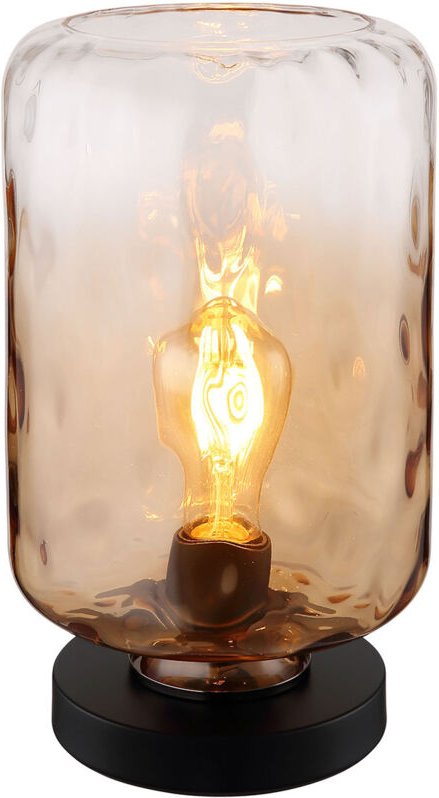 Tischleuchte Beistelllampe Schreibtischlampe Nachttischlampe Glas Amber h 32,5cm