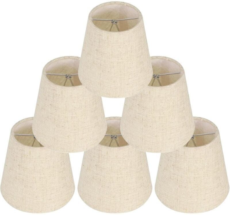 YMYNY 6 Stück Tischlampenschirme, Aufstecklampenschirm, Lampenschirm, Leinen-Ersatzlampenschirm, kleine Aufstecklampensc...