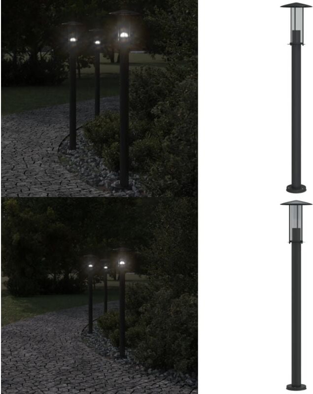 Wegeleuchte Schwarz 100 cm Edelstahl - Wegeleuchte - Außenstehleuchte - Gartenlampe - LED-Lampe Außen - Edelstahl Lampe ...