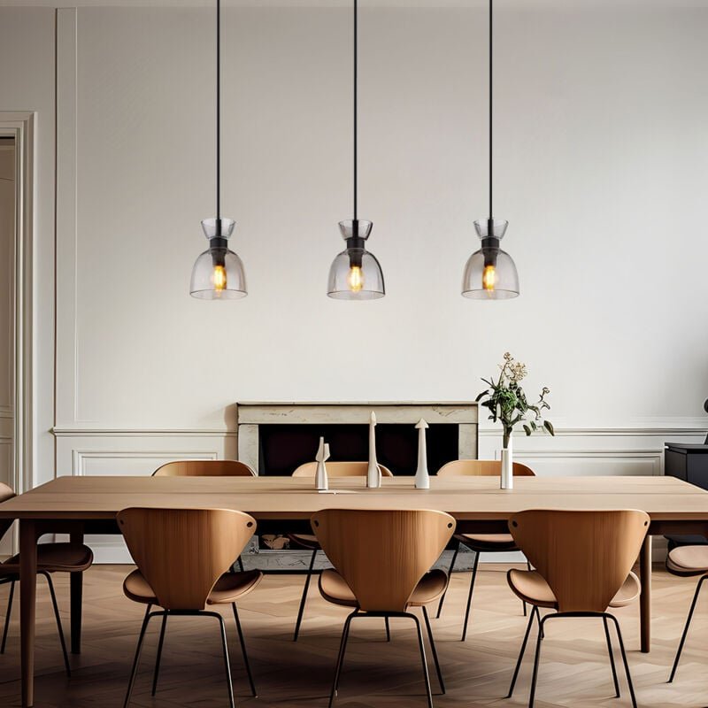 Globo Lighting - Pendelleuchte Hängelampe Esszimmerleuchte Deckenlampe Metall Glas rauchfarbe